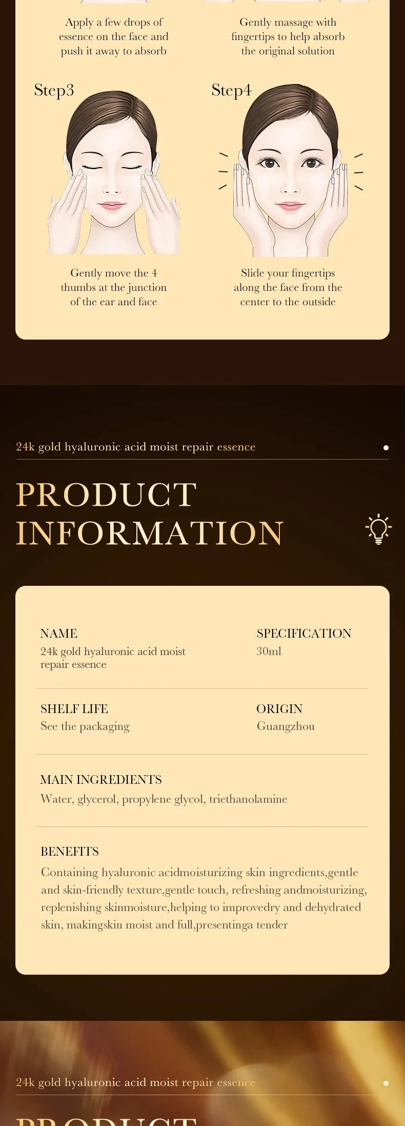 MRUIS 24k Gold Collagen Cream Peptide Snail Brighten Whitening Skin and Fight Against Aging Serum Lotion Facial Care Luxury Set