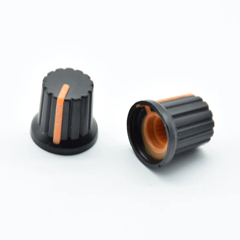 10Pcs Shaft Hole Dia Plastic Threaded Knurled Potentiometer 6mm Knobs Caps