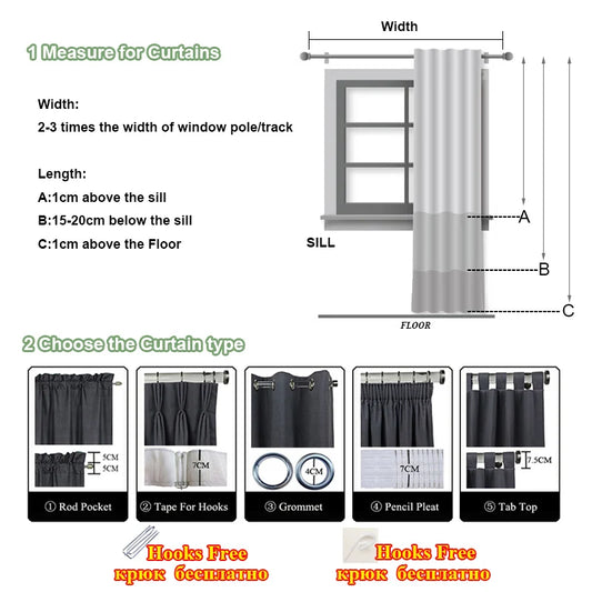 YCENTRE Modern Style Solid Color Window Treatment Curtains Thermal Insulated Curtains Blackout Curtain Drape For Living Room