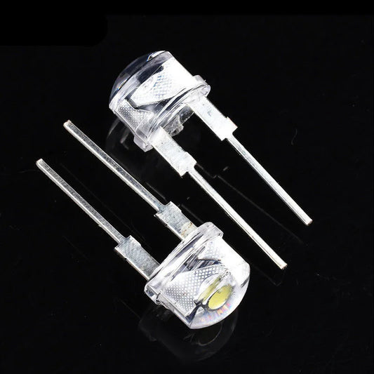 20PCS 100PCS LED 8mm Straw Hat Lamp Bead are White Cold Light 0.5W 0.75W Big chips F8MM Hight Power Hat Light-emitting Diode