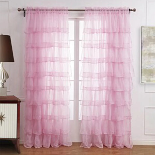 White Blinds Rod Curtain Tulle Multi-layered Lace Curtains for Bedroom Window Solid Color Blackout Curtain Home Use Cortinas by PDG ibma