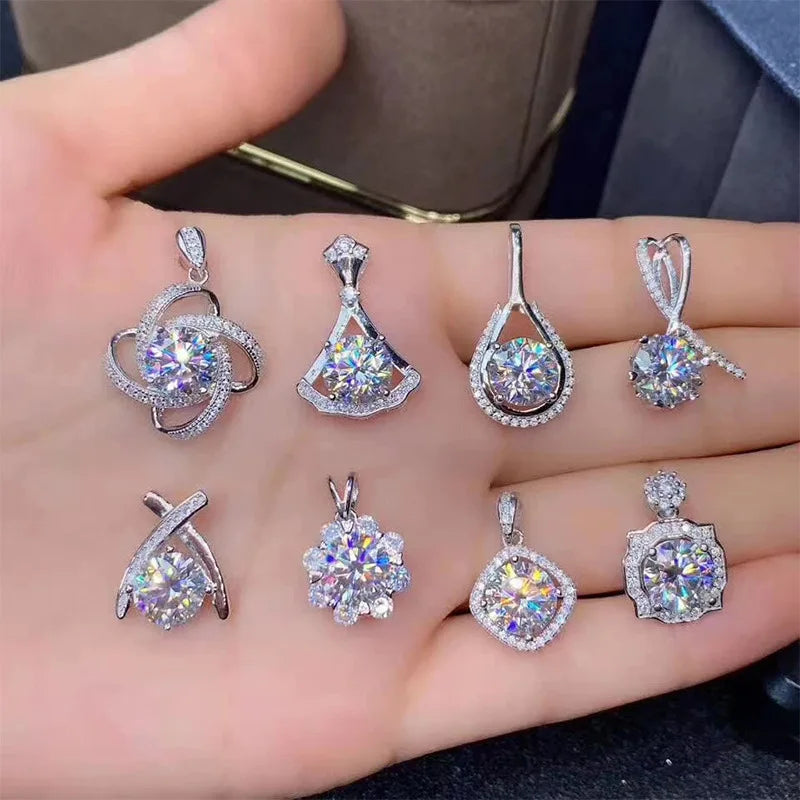 Solitaire Pendants Round Brilliant Cut Zircon Silver Plated Alloy Women's Classic Flower Gift Jewelry