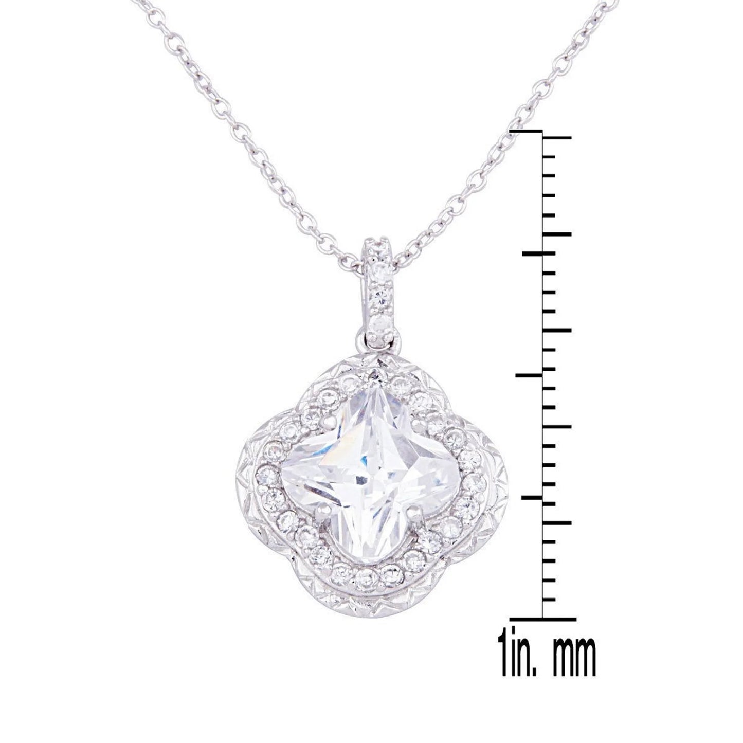 TD Collette Z Sterling Silver Fine Pendant Necklace with Cubic Zirconia Petal Design