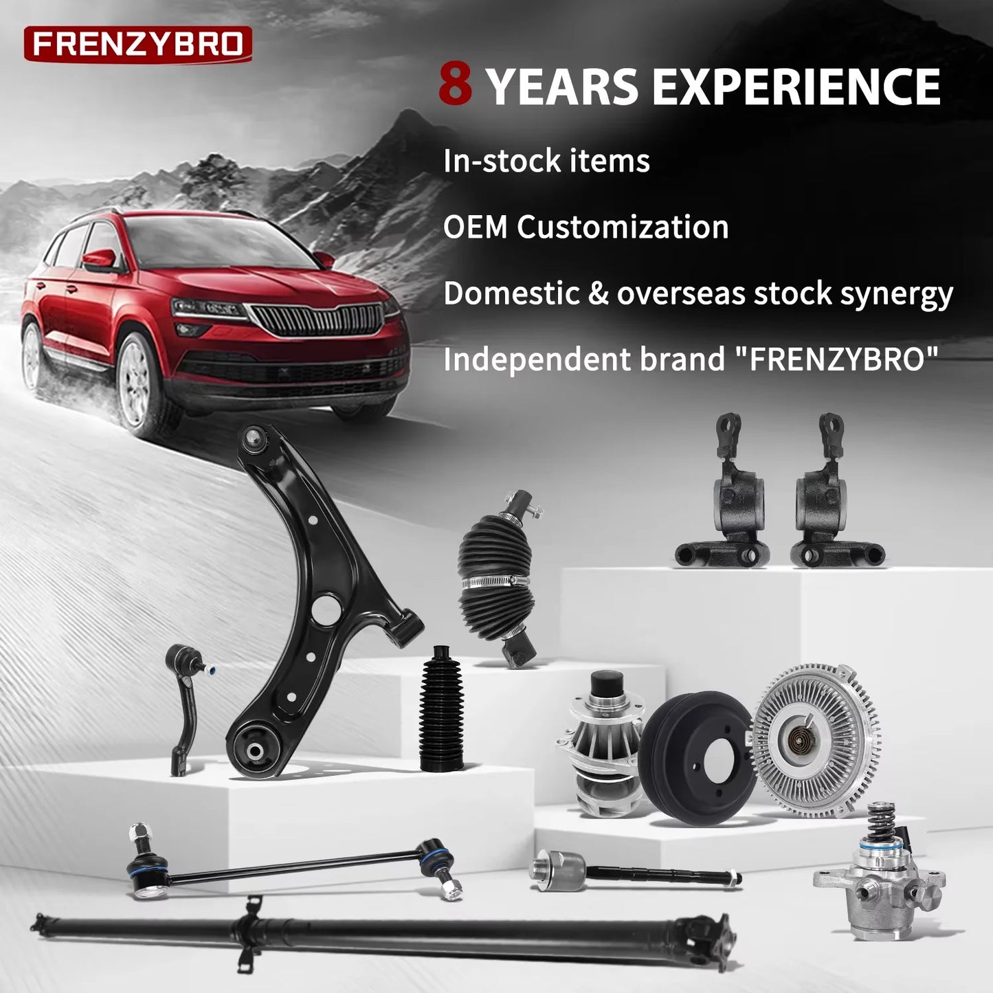 Frenzybro 8 PCs Front Lower Control Arm With Ball Joint Sway Bar Tie Rod for Honda Pilot Passport MDX 2014-2023 4WD