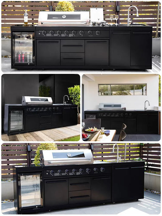 USA Inventory 3-Day Delivery High-End Rapid Heat Transfer BBQ Grill Food-Grade 304 Grill Grate With Sink Fridge Combo for Party