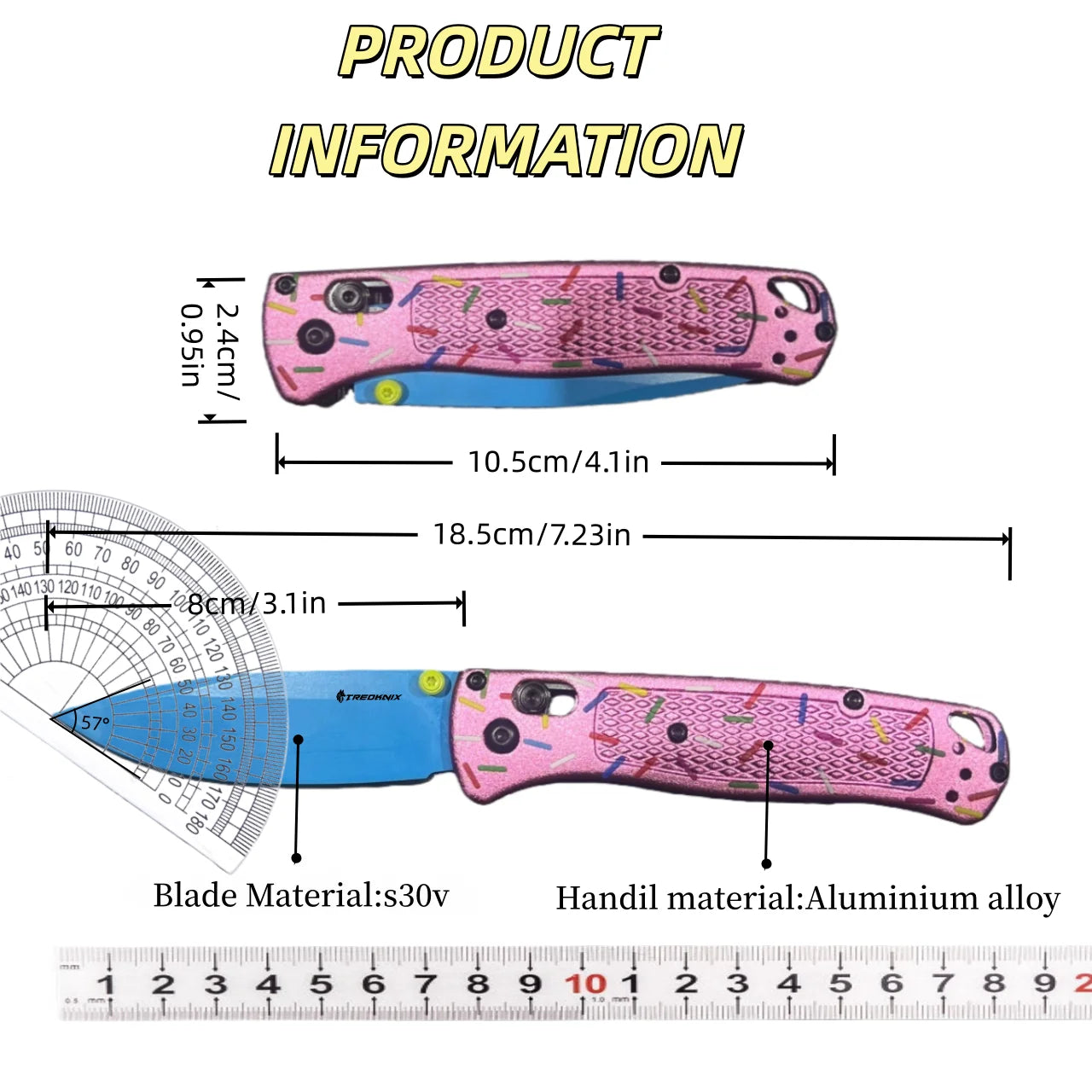 535 - Colored Aluminum Alloy Handle Folding Knife, Camping and Tactical Pocket Knife, in Stock in the United States