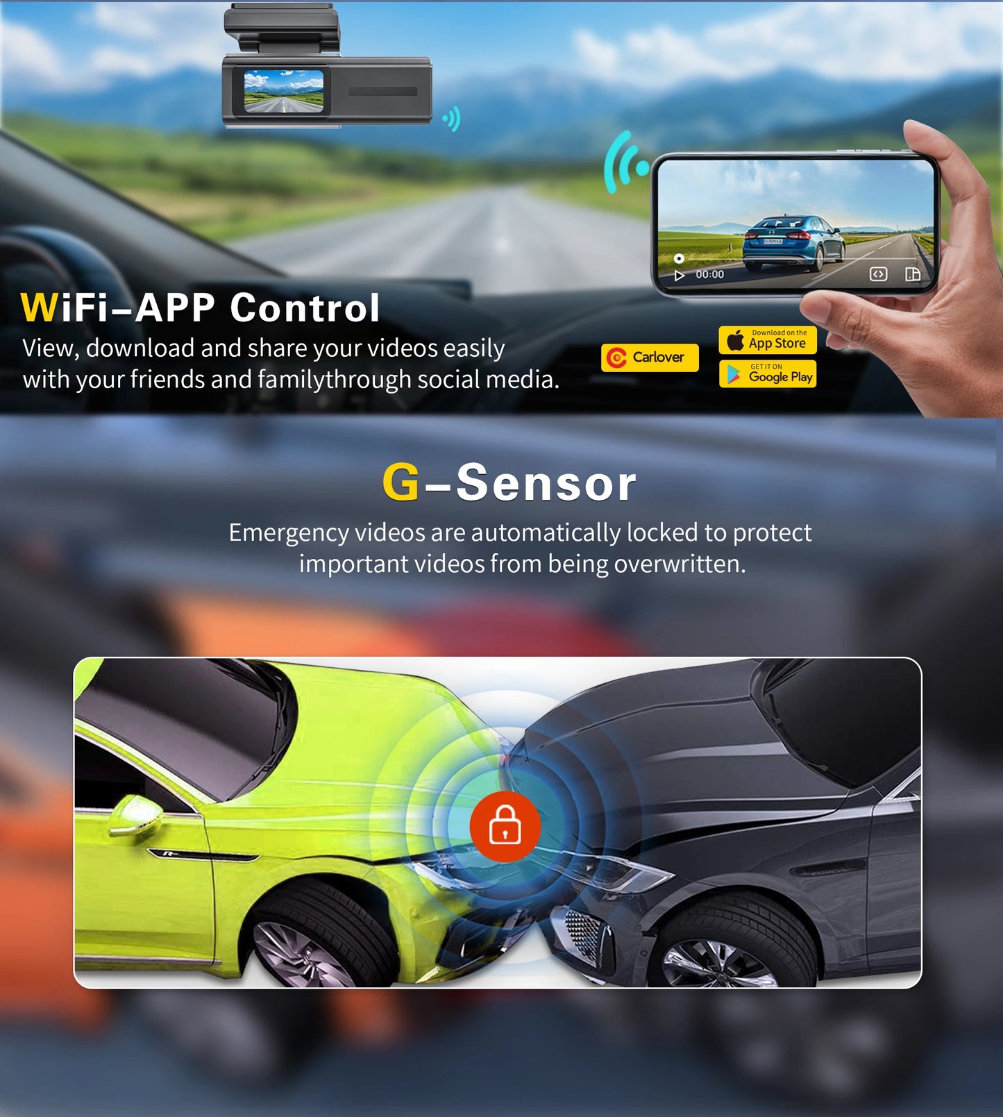 US Stock 3-Day Shipping 4K Dash Cam Front and Rear 4k Car 2 Channel DashCams WiFi Dvr 4k Night Vision Dash Cam Car Cameras