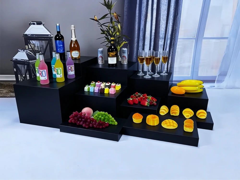 10pcs Black Acrylic Classic Buffet Set Wedding Party Food Display Risers Elegant Decorations New Arrival