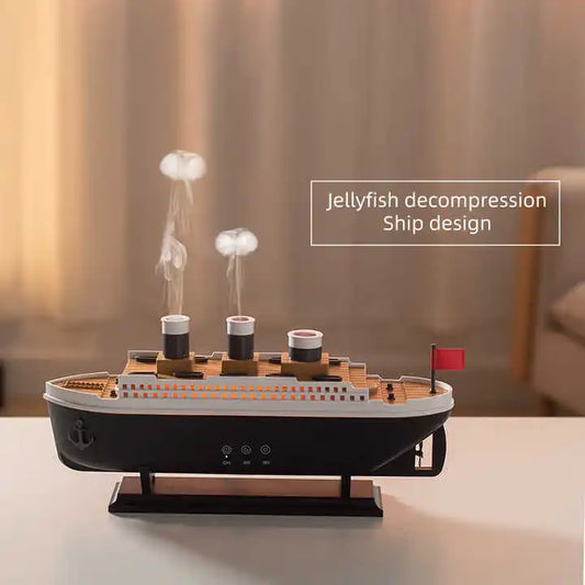 2025 Electric Ship Diffuser Humidifier Ultrasonic Essential Oil Jellyfish Diffuser Desktop Smart Home Boat Diffuser for Office by PDG ibma