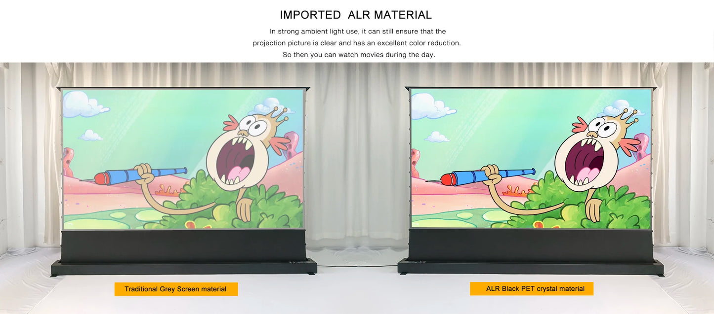 New Fashion 92-inch UST Projector Screen Floor-Rising ALR Screen for Optimal Projector Performance
