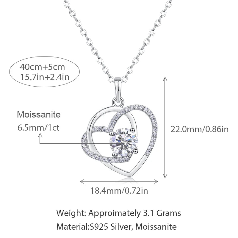 Jewelry Direct Factory Sterling Silver Heart Pendants Simple Design Gold Plated Charm for Women Moissanite Heart Shape Necklace