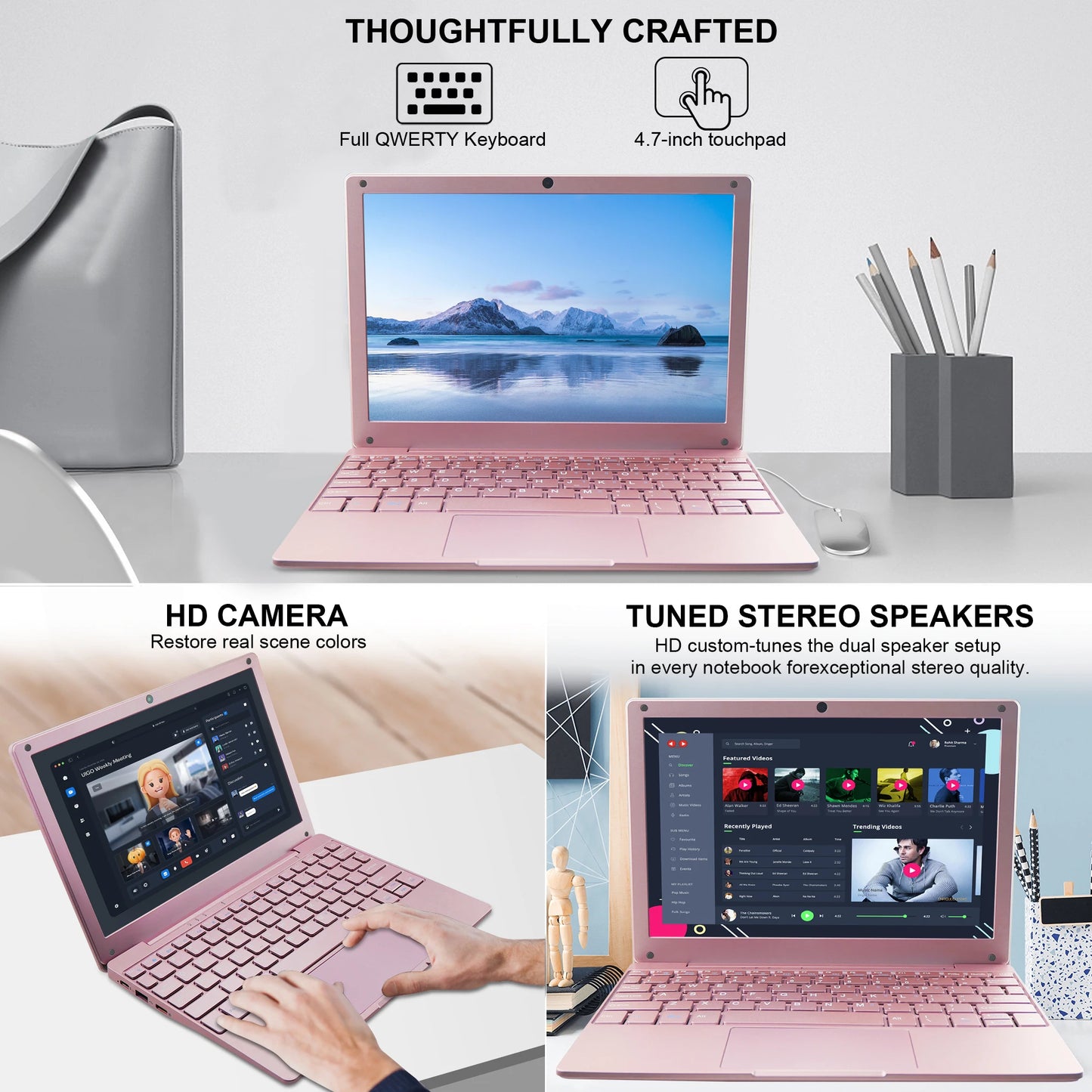 NEW Slim Silver Laptop 10.1 Inch IPS Panel Dual Core Intel N4000 8GB DDR4 128GB SSD English Keyboard Windows 10 1-Year Warranty