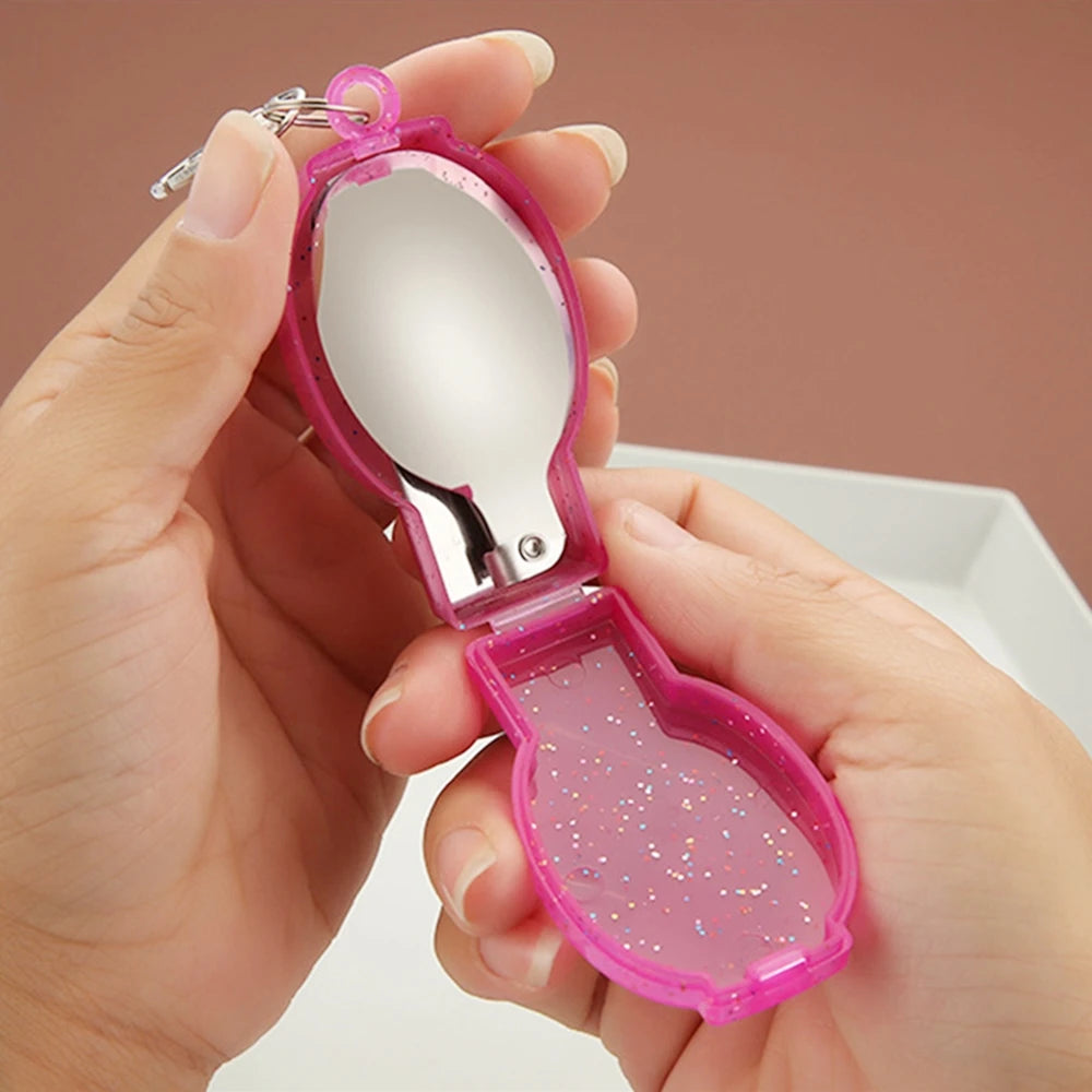 Outdoor Folding Travel Camping Utensil Stainless Pocket Spoon Fork Light Small Foldable Spoon Fork Camping Picnic Tool Tableware