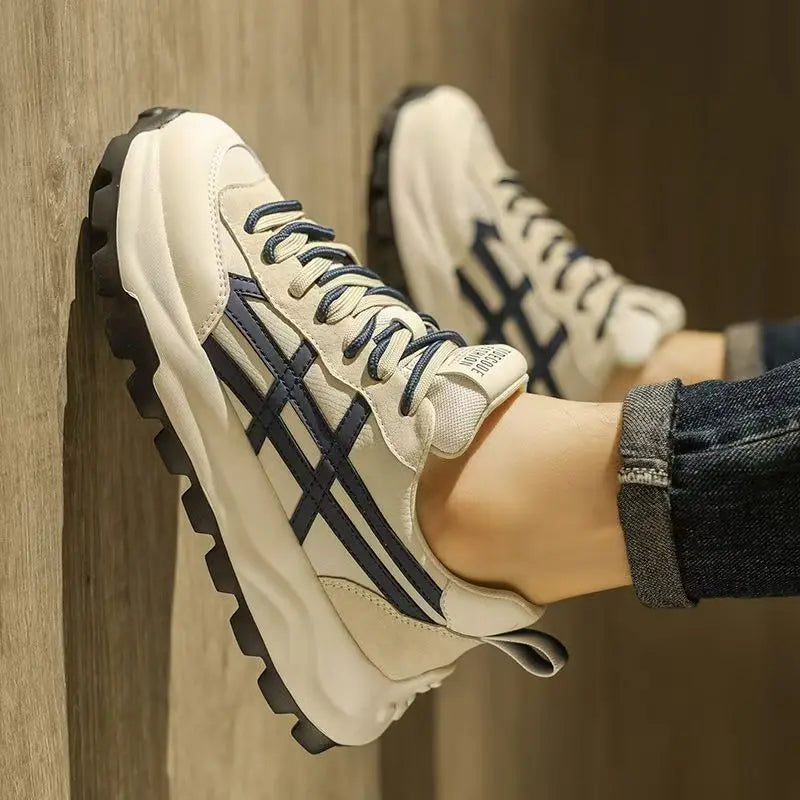Men's Retro High-End Sports Casual Shoes Breathable Ins Dad Trendy Height Increasing Youth Thick-Soled Comfortable Spring