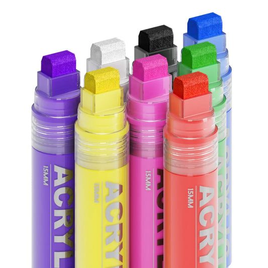 15mm Acrylic Paint Pens for Canvas, Rock Painting, Wood, Plastic, Glass for Signs, Wall Murals, Tagging Graffiti Markers
