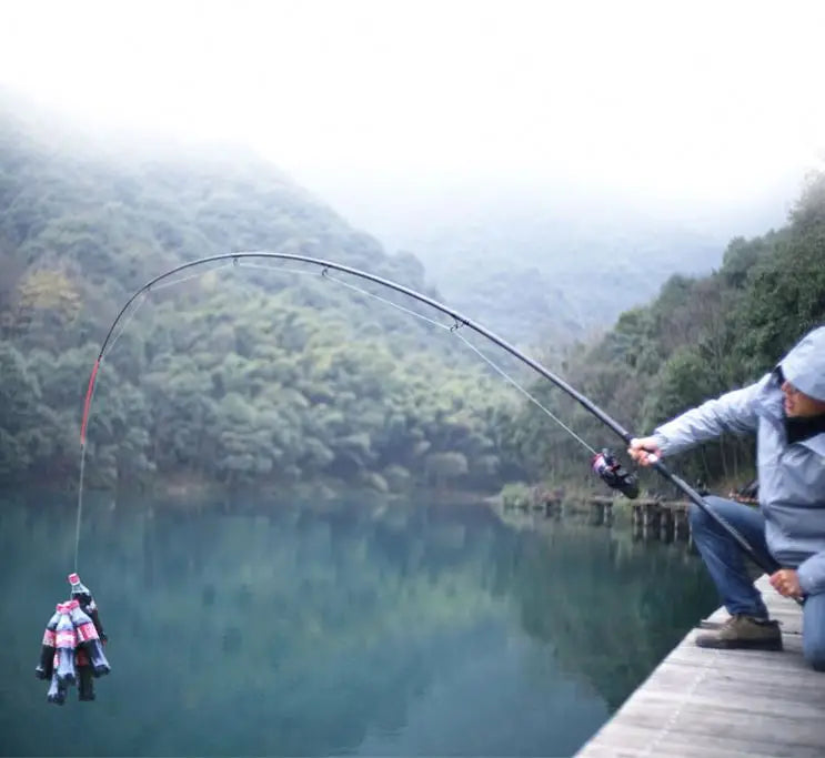 Topline High Quality Carbon Spinning Rod 2.1m-5.4m Super Light 5/6/7/8 Sections Telescopic Long Handle Carbon Fiber Fishing Rod