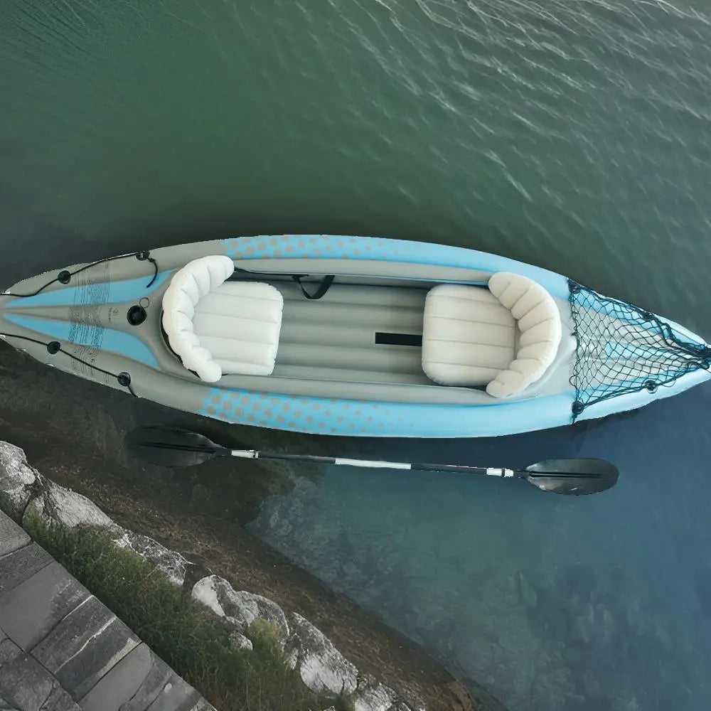 2-Person Inflatable Kayak with Aluminum Oars , High Output Air Pump Double Tandem Kayak PVC Boat for Adults, Two Person Canoe