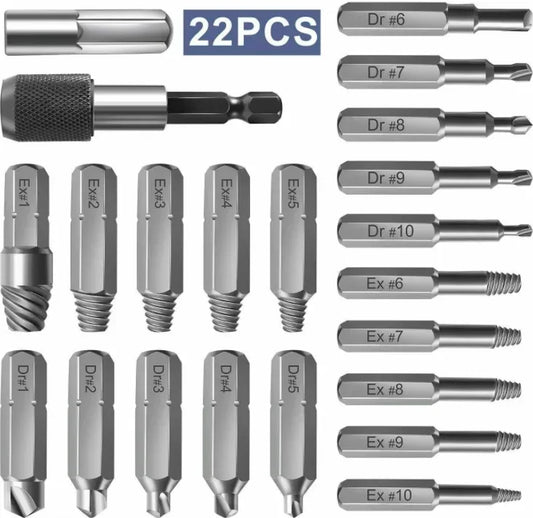 HSS 4241 22pcs Damaged Screw Extractor Set in Plastic Box Hand Tools