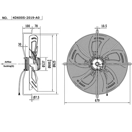 YWF4D-600S-137/70-G Electric External Rotor Axial Fan Motor with Ball Bearing for Condensing Unit OEM Customizable