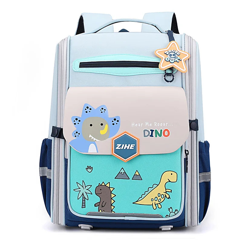Ultra-Light Female Student Backpack Waterproof Fashion 1-4-6 Grade Contrast Color Ridge Protection Burden Reduction for Primary