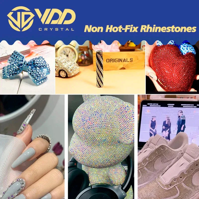 VDD 002 Jet High Quality Glass Rhinestones Crystal Glod Back Flatback Strass Stones Nail Art DIY Crafts Decorations