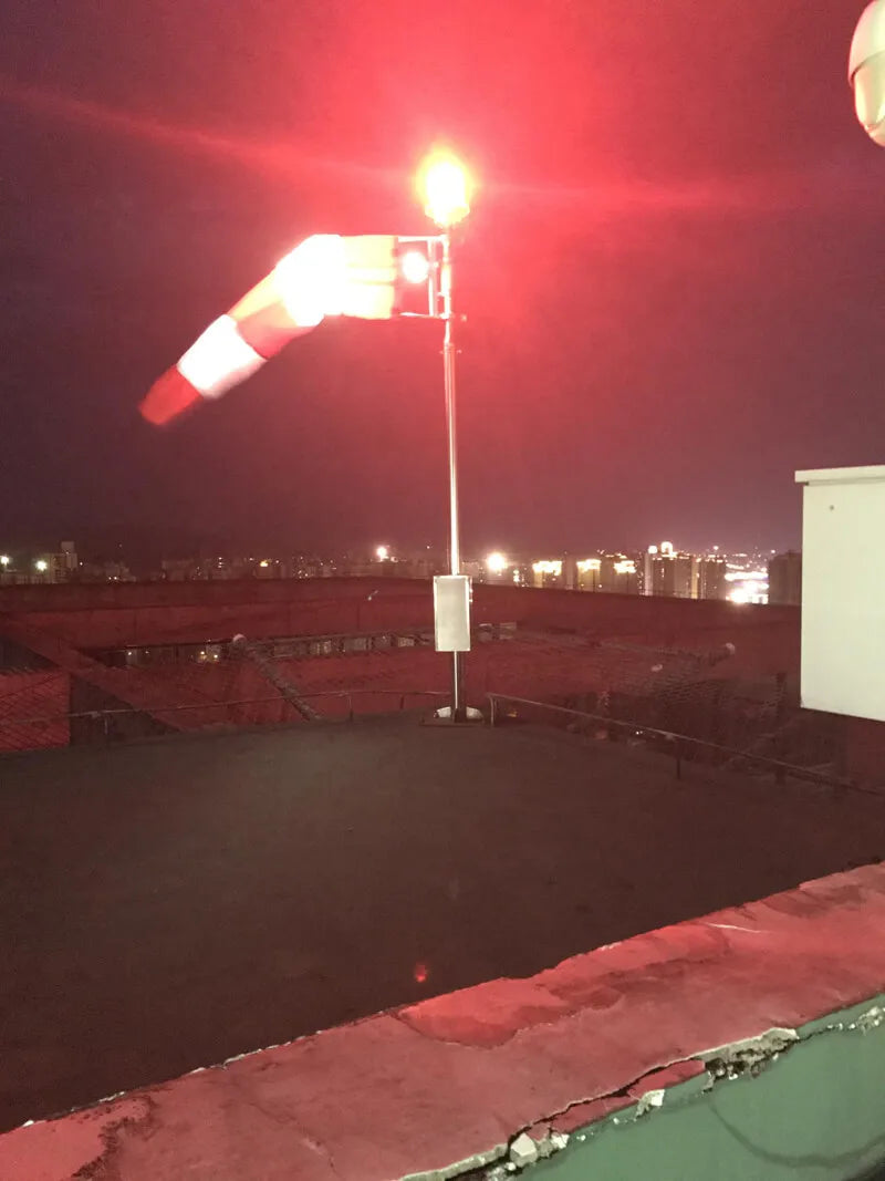 Wind Directional Indicator for a Helipad or Airport Heliport Wind Cone with Obstruction Light