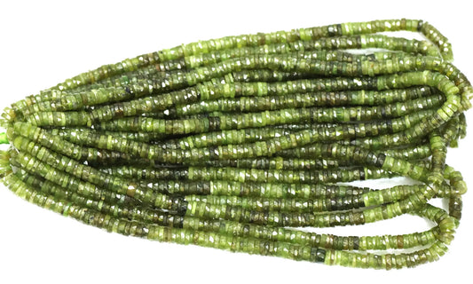 Wholesale RADHIKA GEMS 'N' BEADS Vessonite Gemstone Heishi Beads 100% Natural AAA Shaded Olive Faceted Tyre Shaped 16" Length by PDG ibma