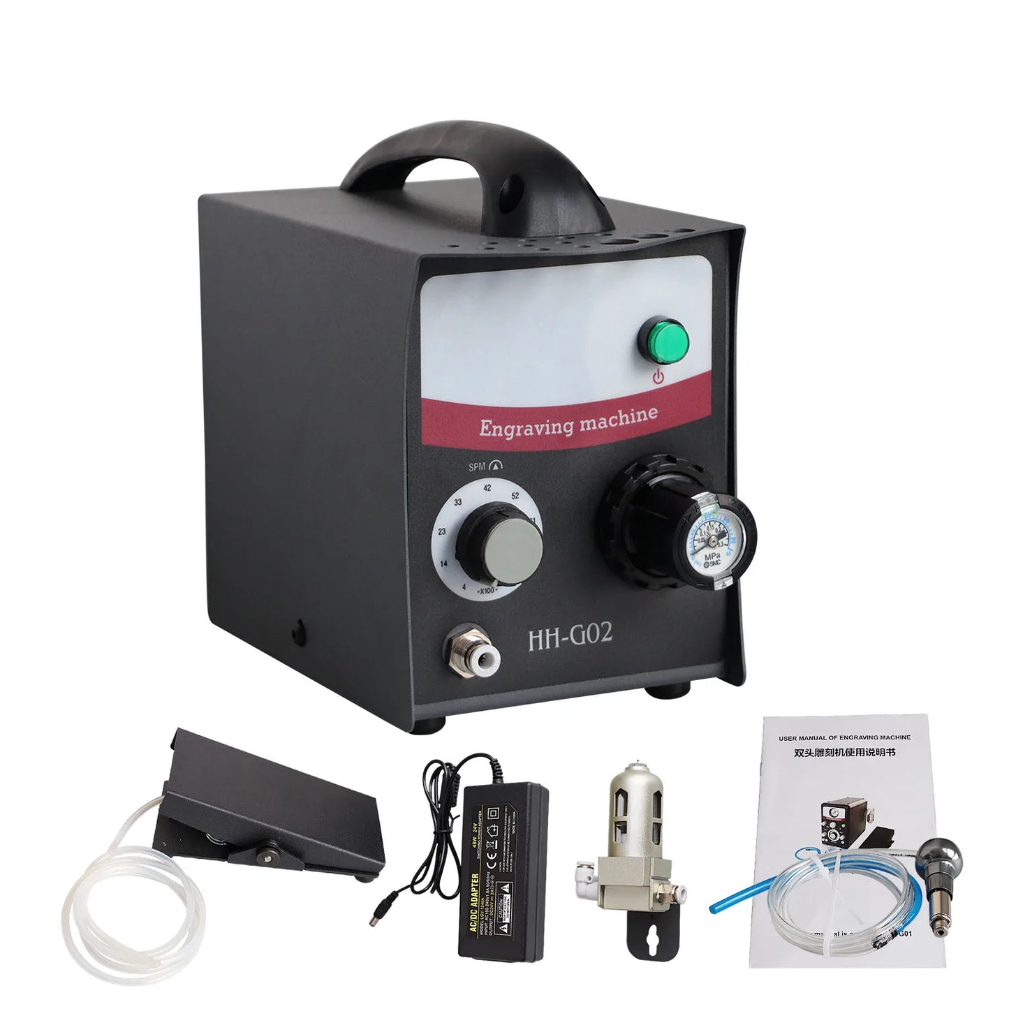 Machine à graver pneumatique Auble 110V/220V pour bijoux, micro-sertissage, gravure de perles, modèle mono-tête 0189, fabriquée en Chine.