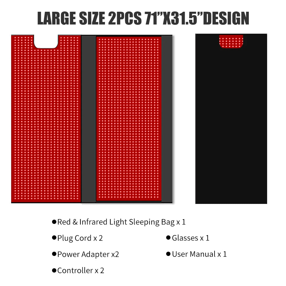 Red Infrared Light Therapy Handheld Heating Muscle Relaxation Device 660nm/850nm LEDs 2520 180x80cm Flexible Sleeping bag
