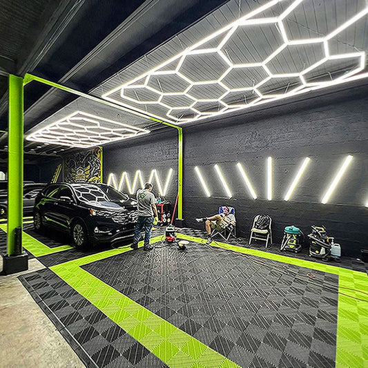 Waterproof 6500K Hexagonal LED Light Ceiling Car Detailing Aluminum Housing Car Showroom Garage Honeycomb Wall Light
