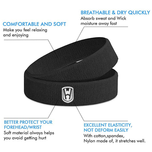 WOSWEIR-Cotton Athletic Headband Elastic Sweatbands Women Men Basketball Sports Gym Fitness Sweat Band Volleyball Tennis