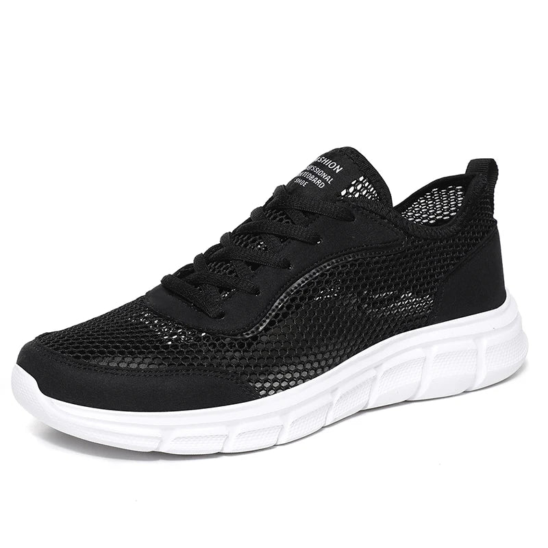 Large Size Men's Fashion Sports Shoes Breathable Mesh Cloth Upper with Soft Running MD Sole Lace-Up for Spring Summer Walking