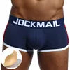 Hip Lift Butt Enhancement Low-Rise Knitted Boxer Briefs Soft Breathable Cotton Daily Casual Removable Front Padding Men's Waist