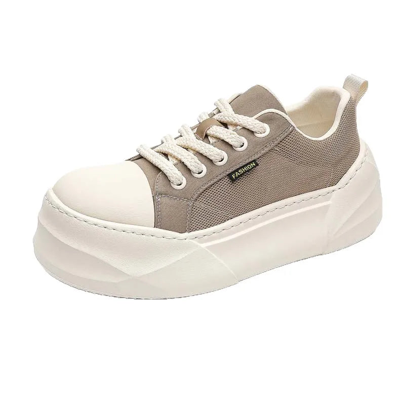 Empire Pipe Men's Chunky Sneakers Toe Mesh Upper Breathable Platform Lace-up Casual Shoes Summer Style Rubber Outsole Shoe