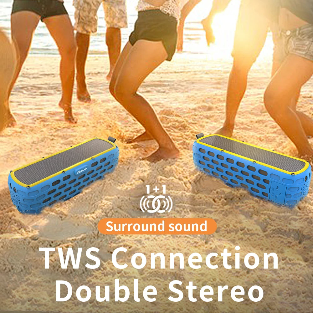Cyboris T6 Solar Powered Waterproof Stereo Speaker TWS 20W Blue Tooth Speakers for BBQ Fishing Camping Riding Outdoor Activities