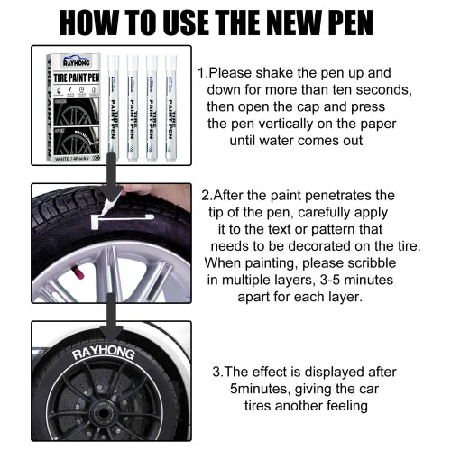 Rayhong Paint Car Tire Letter Decorative Modification Supplies Graffiti Tracing Birthmark Pen