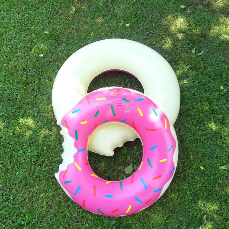 Stock Inflatable Thickened PVC Child Donut Swimming Ring 60-100cm Pink&Chocolate