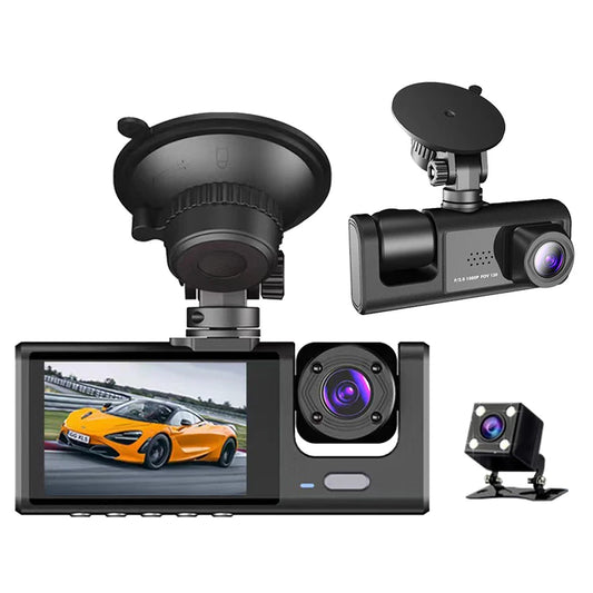 Dash Cam 3 Channels 1080p Hd Front Rear and Inner Camera Car Video Recorder Dvr Black Box Driving Record for Car
