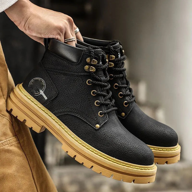 Men's Workwear Boots New High Top Men's Trendy Versatile Thick Soled Casual Boots Trendy Shoes