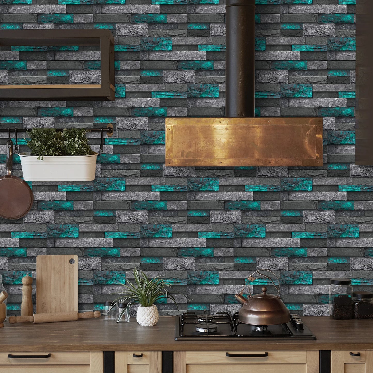 5.91X11.81Inch PCS Art Brick Waterproof Wall Sticker Peel and Stick Tile Sticker PVC Self-adhesive Wall Tile for Kitchen