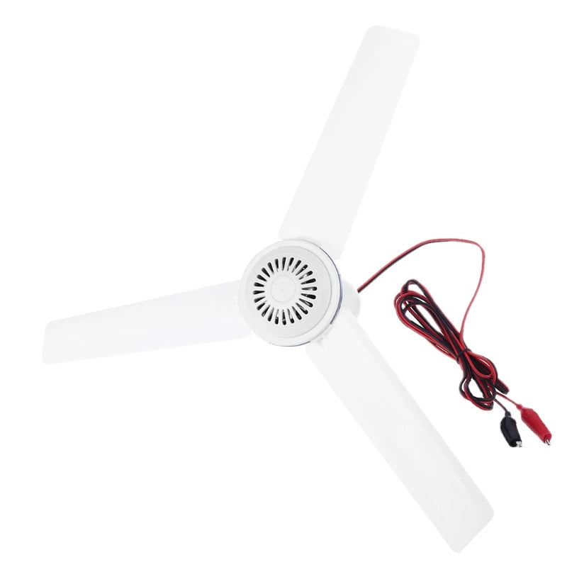 12V Mute Ceiling Fan 19.6inch Silent Camping Tent Hanging Fan without Switch 230cm Cable for Outdoor Hiking Bed Home Picnic