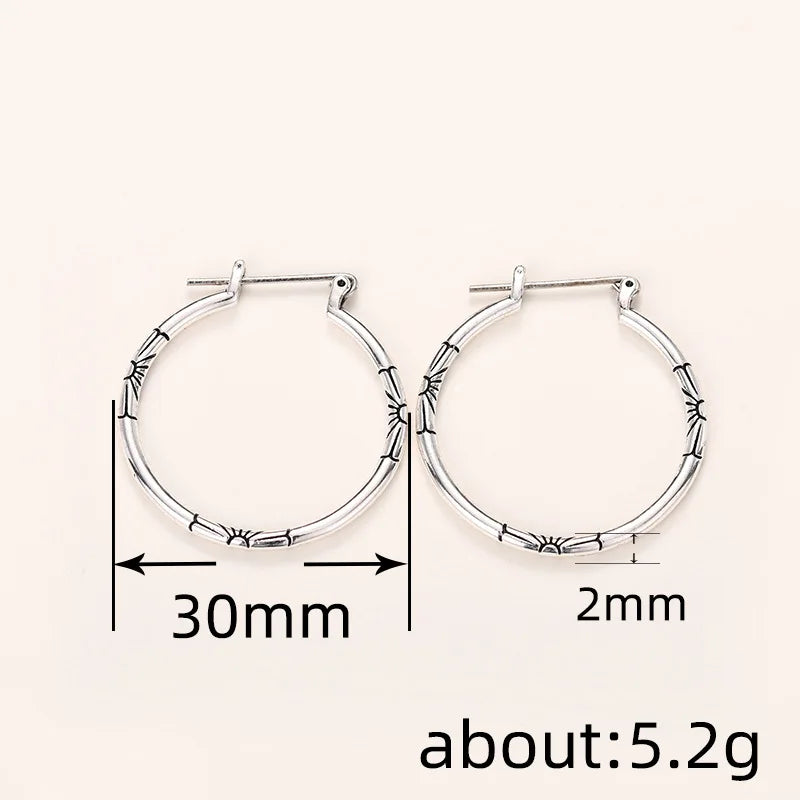 Silver Plated Hoop Earrings For Women Alloy Metal Fashion Jewelry Classic Round Design Daily Wear Accessory