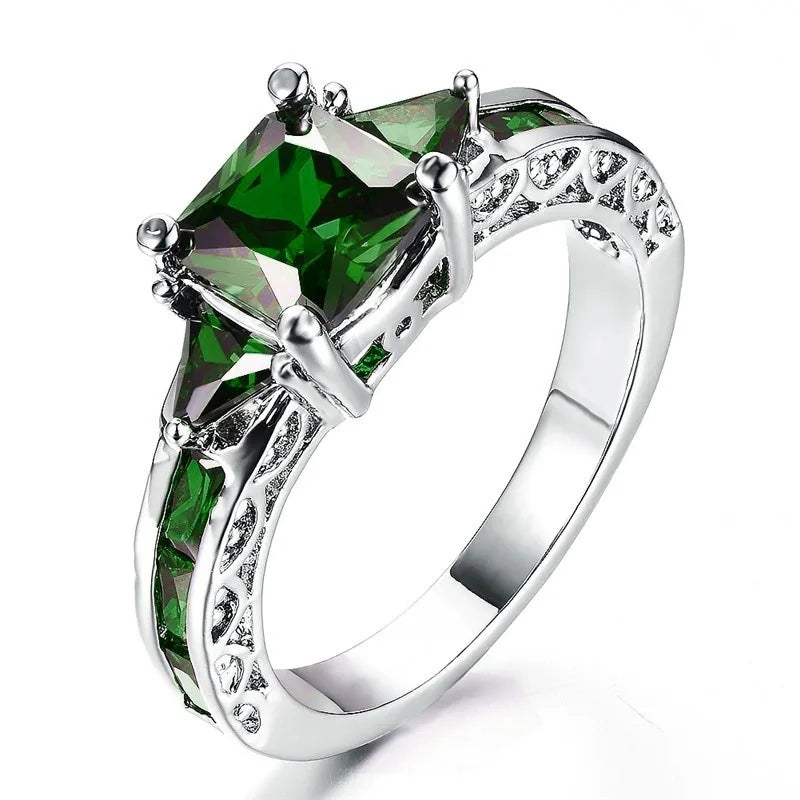H170 Princess Cut Moissanite Ring 925 Silver Prong Setting Crown Design Engagement Band For Women