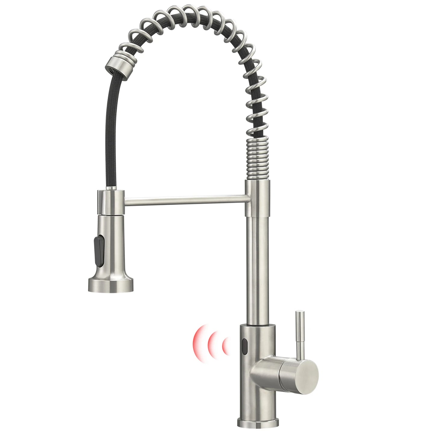 Luxury Single-Hole Kitchen Faucet Non-TOUCH Sensitive Brushed Gold Ceramic Cartridge Sink Faucet with Pull Sprayer