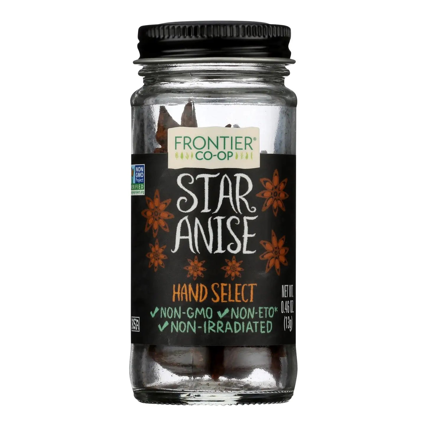 UD2 Frontier Natural Products Coop-Hand Selected Star Anise Seeds Spicy Herb Dried Cube Spice Preserved with Oil 1 Each-.46 Oz
