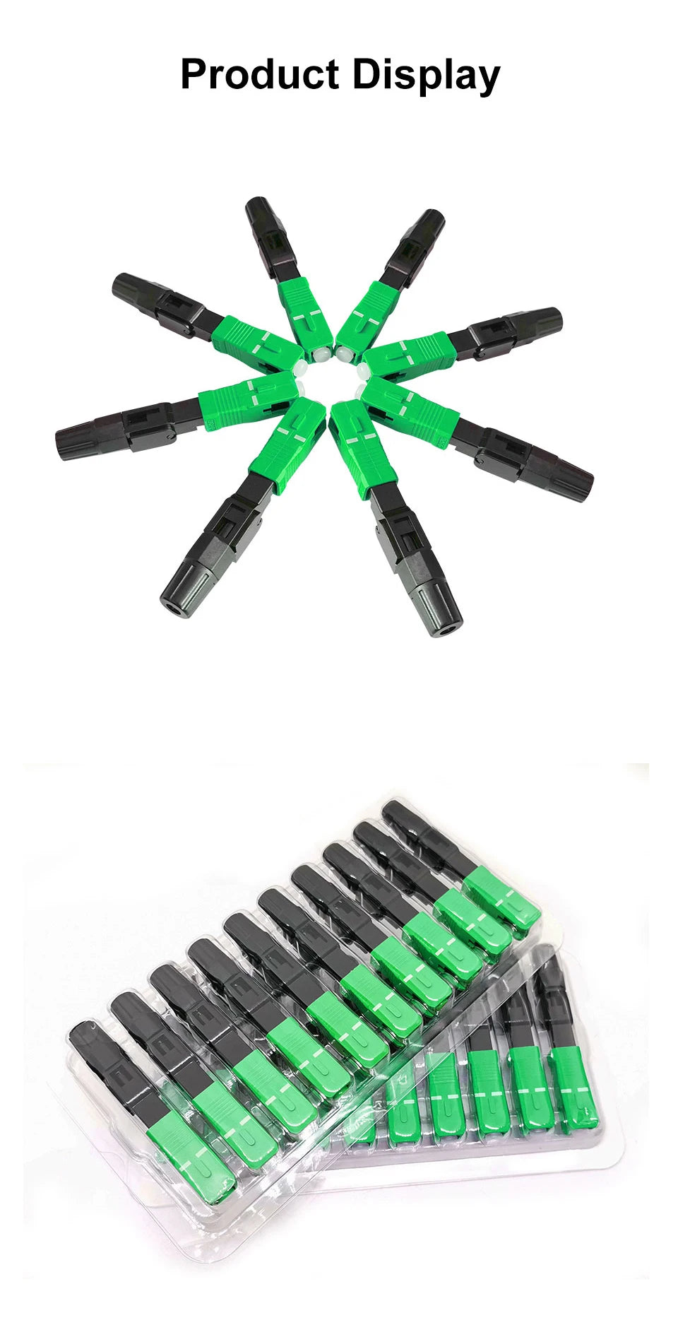 ONTi 50-400pcs SC APC Fiber Optic Fast Connector Single Mode Fiber Optic Adapter FTTH Fiber Quick Connector Field Assembly