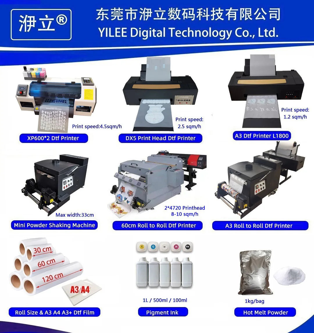2025 Wholesale A3+ Dtf Printer L18050 for White Black Cotton T-shirt Heat Transfer Pet Film XP600 Printhead Transfer Printing