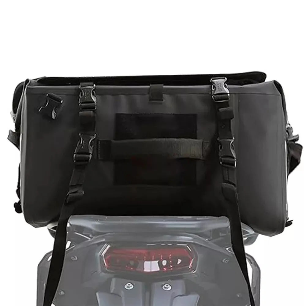 Rear Tail Seat Bag Black Retro Deluxe Roll Pannier Tool Bag for Motorcycle