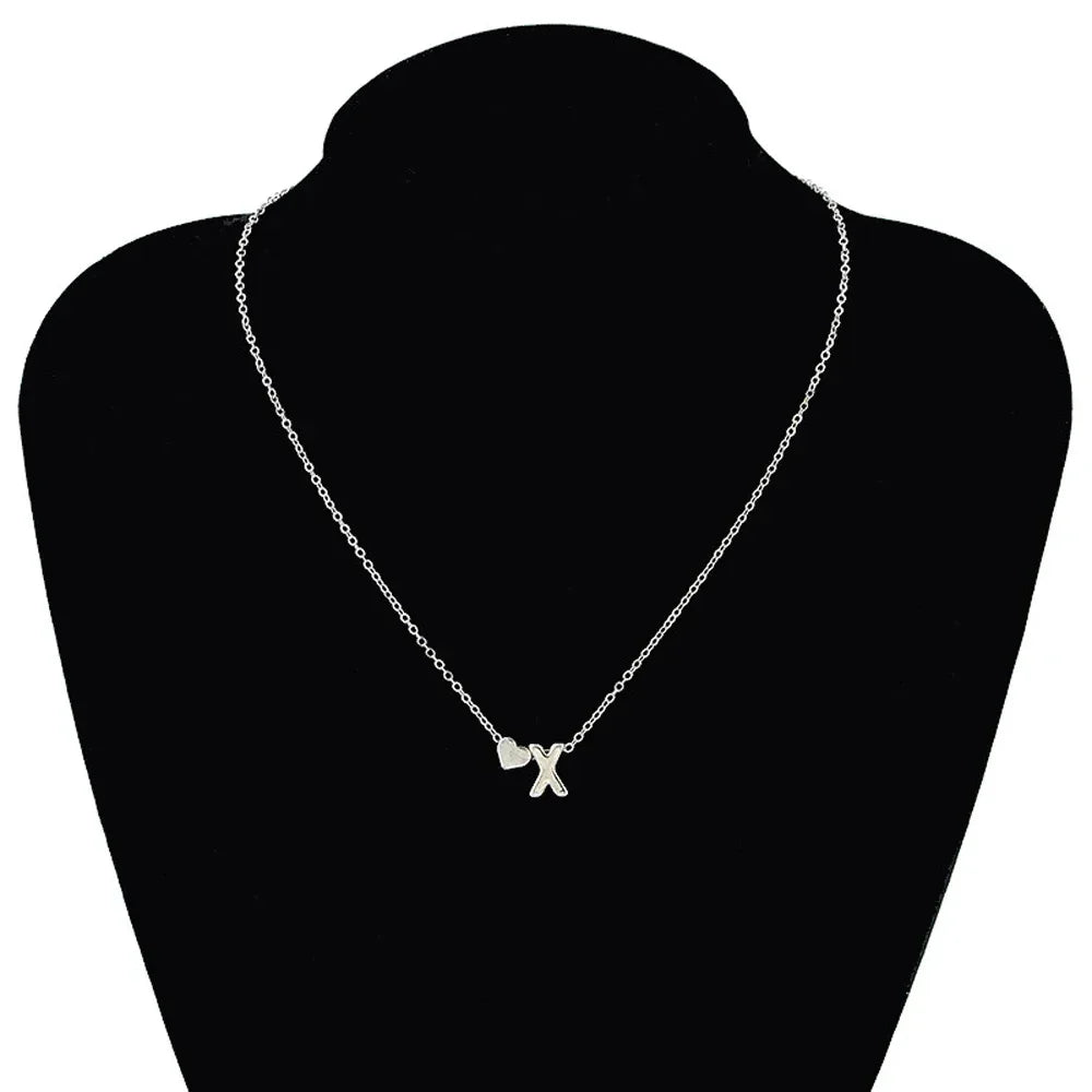 SUMENG Fashion Tiny Heart Dainty Initial Necklace Gold Silver Color Letter Name Choker For Women Pendant Jewelry Gift