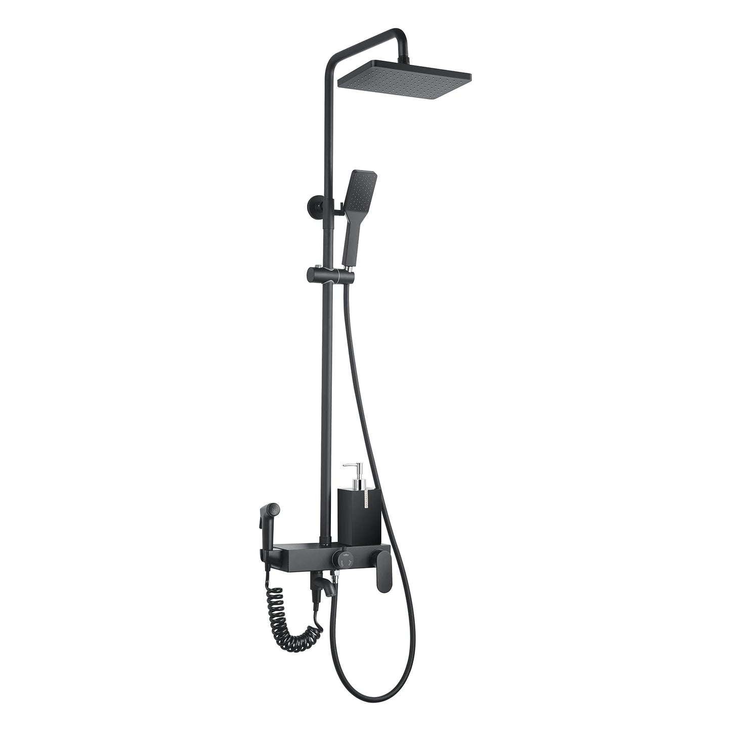 Hot Sale Bath Rain Shower Set Sanitary Ware Black Brass Large Bathroom Rain Shower Set with Shattaf